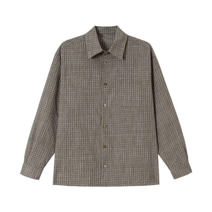 Herren Leichtes Karo-Overshirt aus Baumwollmischung mit geradem Saum und aufgesetzter Brusttasche Drune