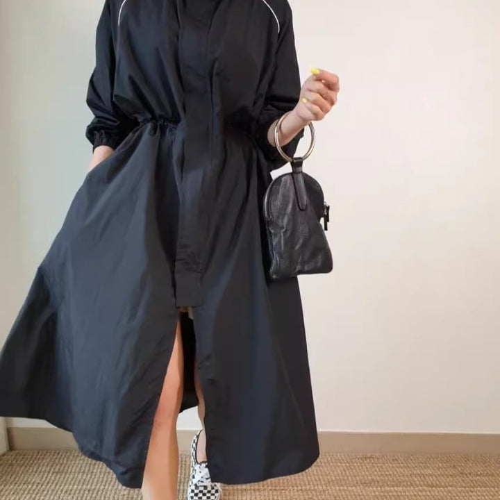 Damen Leichter Windbreaker-Mantel mit taillierendem Tunnelzug und Raglanärmeln Drune