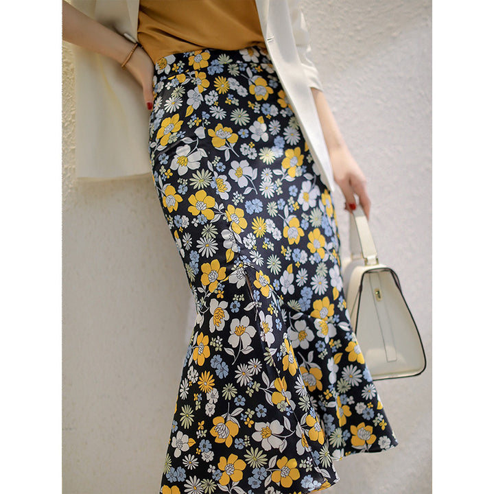 Damen Floraler, schwingender Midirock Drune