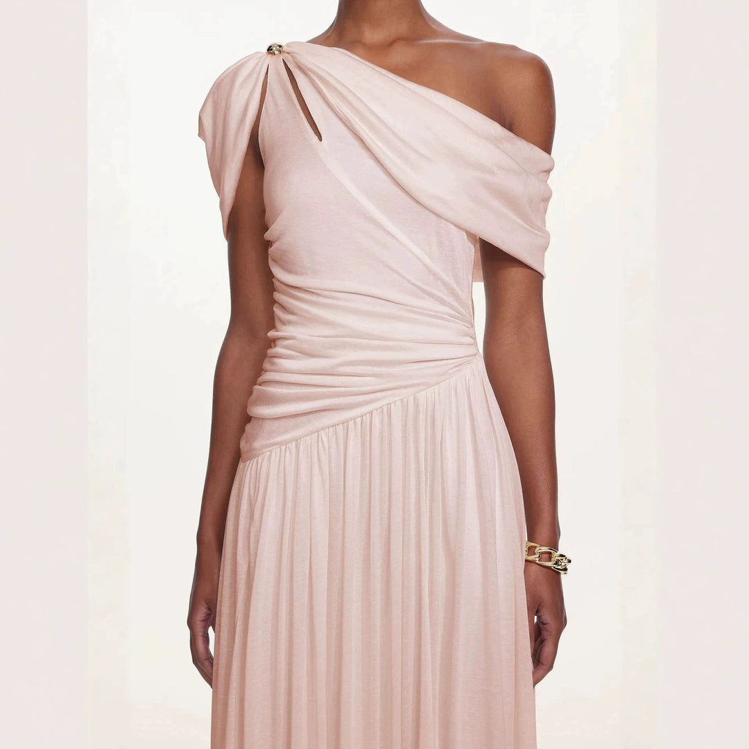 Damen Elegantes One-Shoulder Maxikleid mit fließendem Schnitt Drune