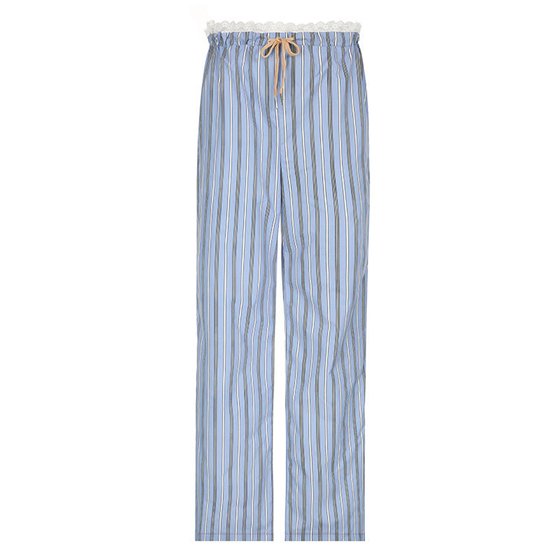 Damen lockere Schlafhose mit eleganten Streifen Drune