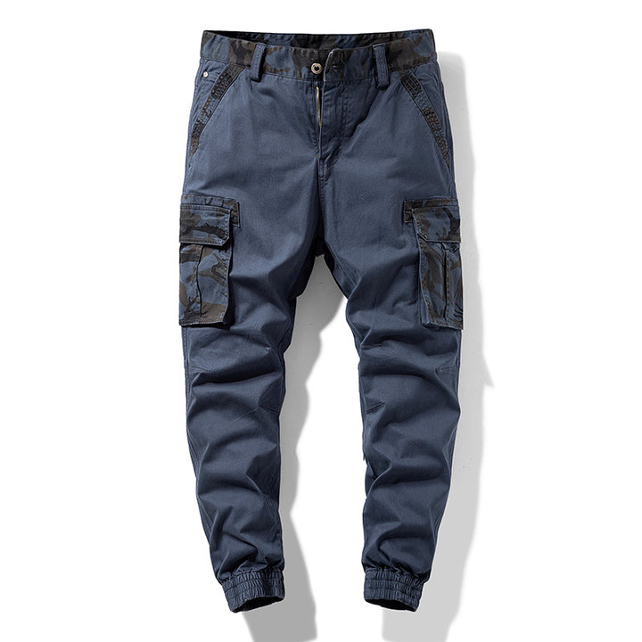 Herren Cargo-Joggerhose mit Multifachtaschen, elastischem Saum & Camouflage-Akzent Drune