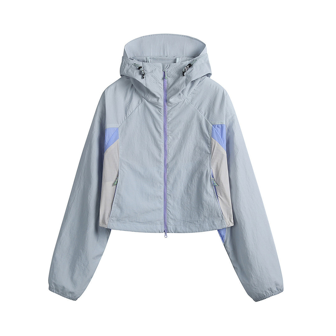 Damen Kurz geschnittene Kapuzen-Windjacke mit technischen Einsätzen Drune