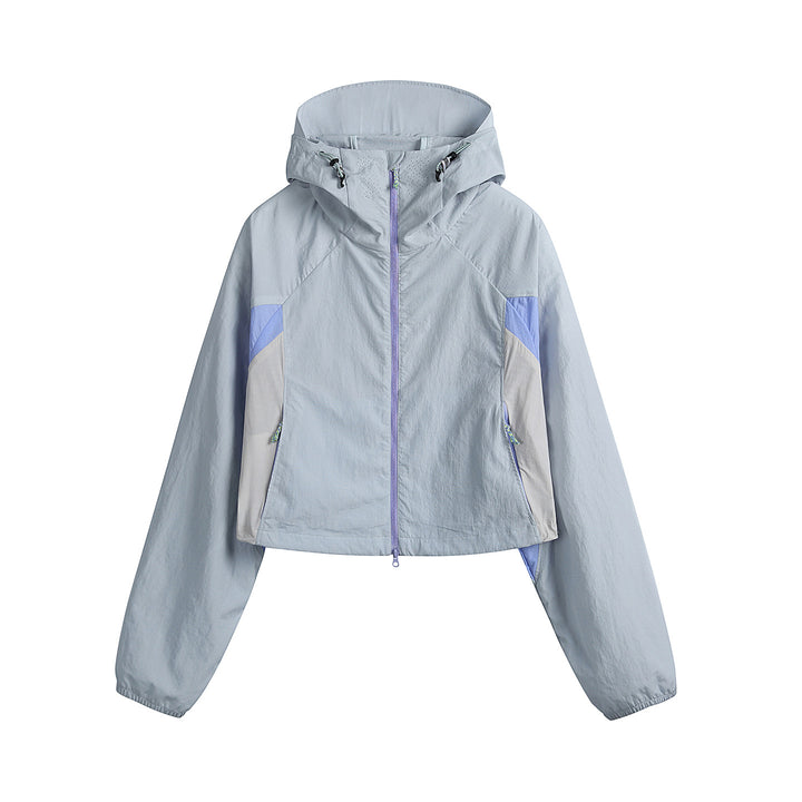 Damen Kurz geschnittene Kapuzen-Windjacke mit technischen Einsätzen Drune