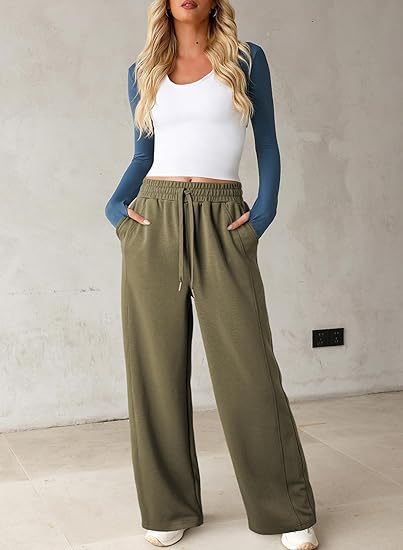 Damen bequeme Freizeithose mit weit geschnittenem Bein und praktischen Taschen Drune