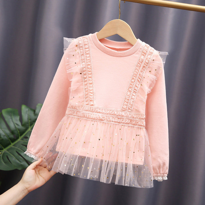 Mädchen Sweatshirt mit Rüschen und Tüllsaum Drune