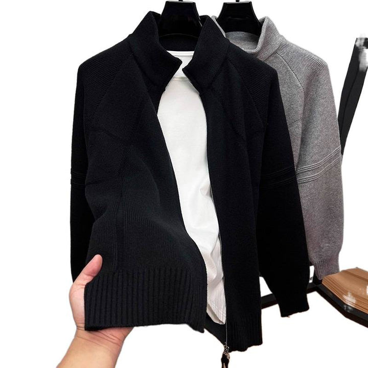 Herren Strukturierte Halbzip-Strickjacke mit Stehkragen und Raglanärmeln Drune