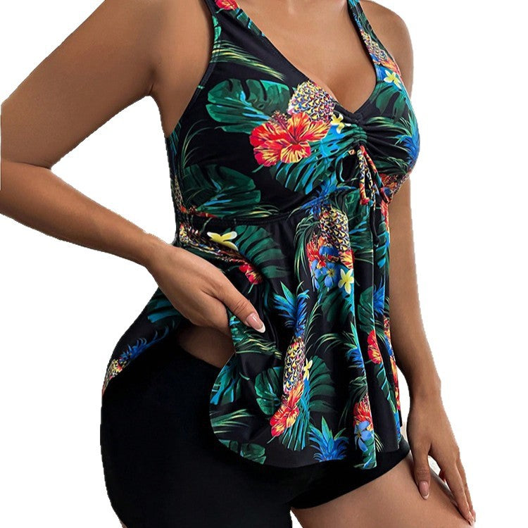 Damen sommerliches Tankini-Oberteil mit femininem Volant Drune