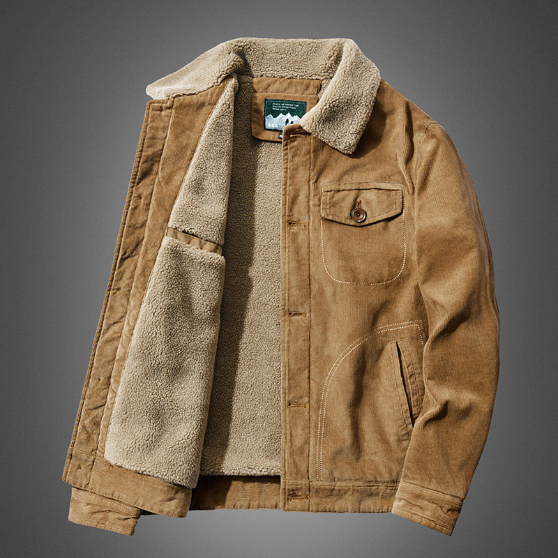 Herren Lässige Cordjacke mit Teddyfutter Drune