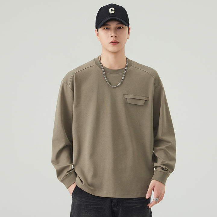 Herren Oversize Sweatshirt mit Brustklappe und Raglanärmeln Drune