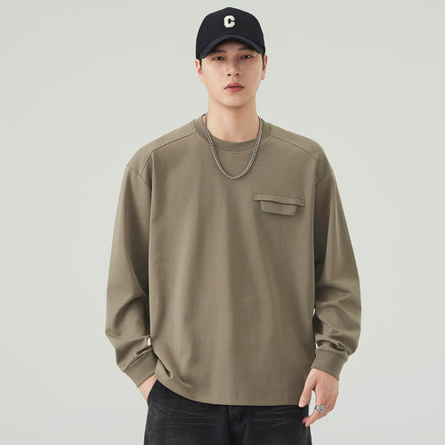 Herren Oversize Sweatshirt mit Brustklappe und Raglanärmeln Drune