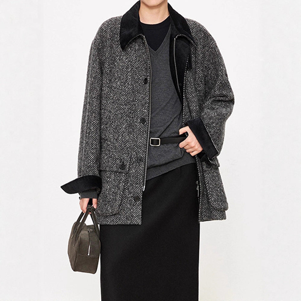 Damen Übergangsjacke im modernen Herringbone-Design Drune