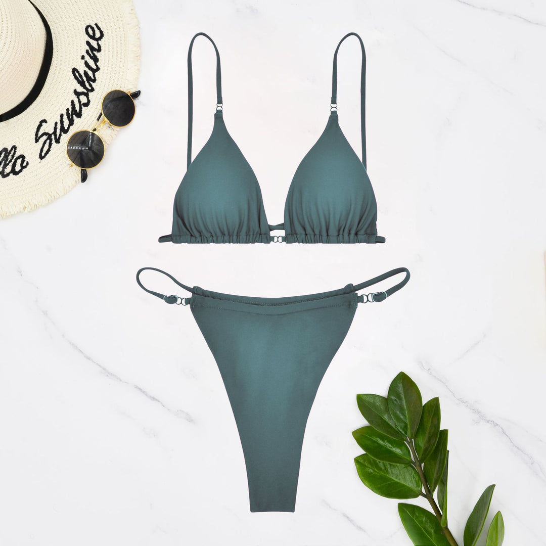 Damen Triangel-Bikini mit feinen Rüschendetails und verstellbaren Trägern Drune