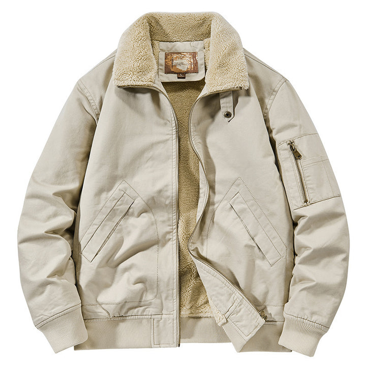Herren Teddygefütterte Pilot-Bomberjacke mit Sherpa-Innenfutter und Ärmeltasche Drune