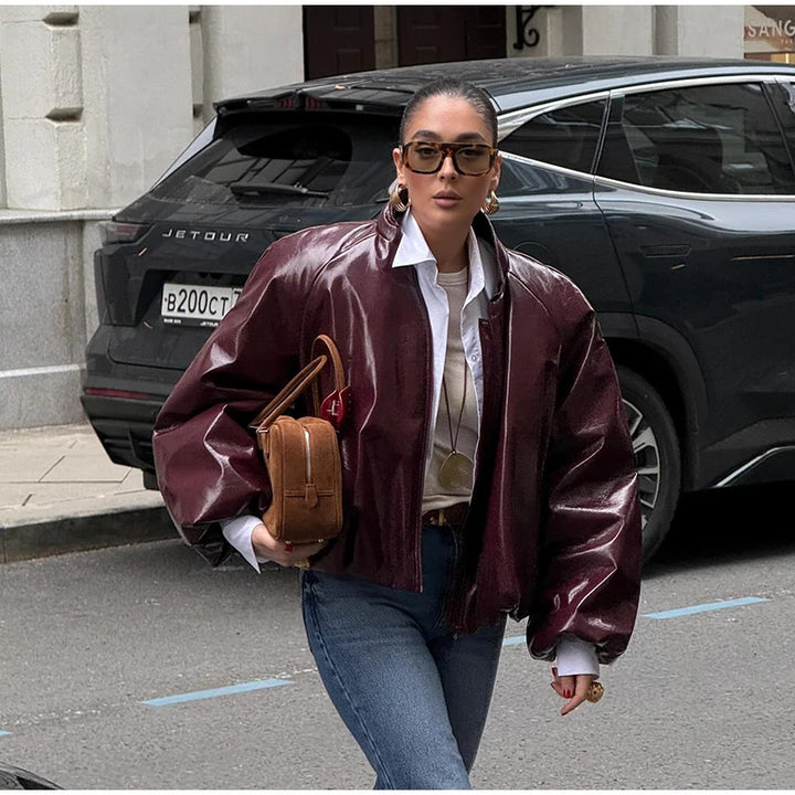Damen Oversized Lederjacke Drune