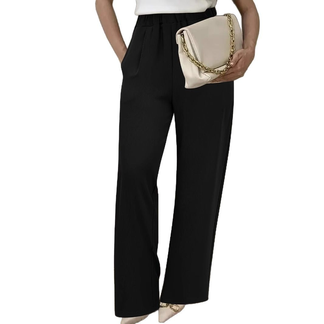 Damen Weite Hochtaillierte Stoffhose mit elegantem Gummibund Drune