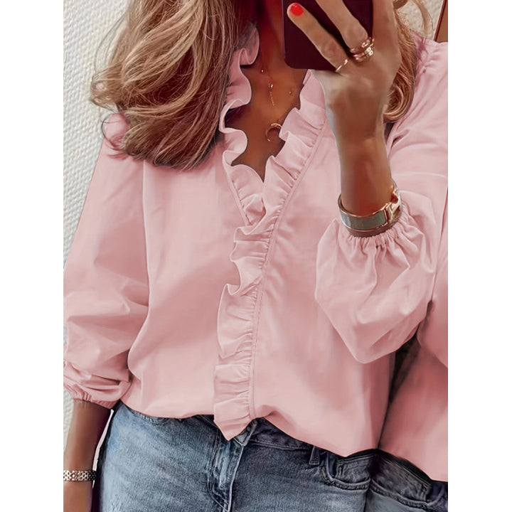 Damen Bluse mit Rüschendetails und elegantem Stehkragen Drune