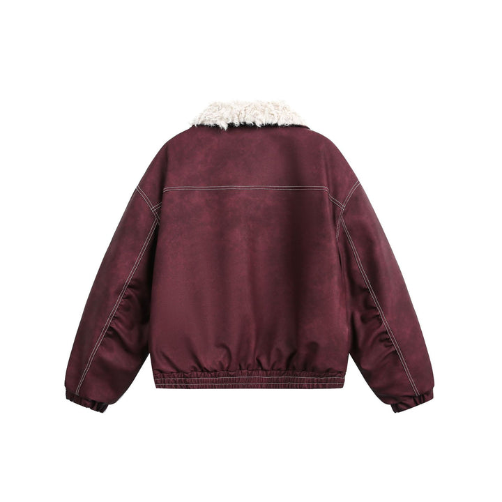Herren Boxy Veloursleder‑Optik Blouson mit Teddyfutter und hohem Kragen Drune