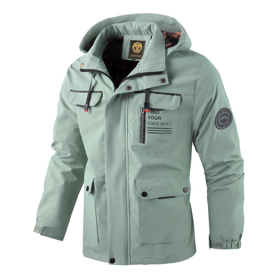 Herren nan wasserdichte Parka-Jacke mit Kapuze, mehrfachen Utility-Taschen, verstärkten Ärmelabschlüssen und winddichter Membran Drune
