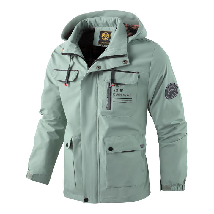 Herren nan wasserdichte Parka-Jacke mit Kapuze, mehrfachen Utility-Taschen, verstärkten Ärmelabschlüssen und winddichter Membran Drune