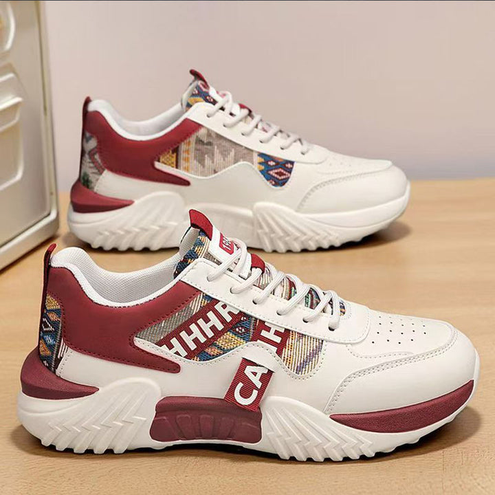 Damen Chunky-Plateau-Sneaker mit ethnischem Webmuster und gepolstertem Komfortschaft Drune