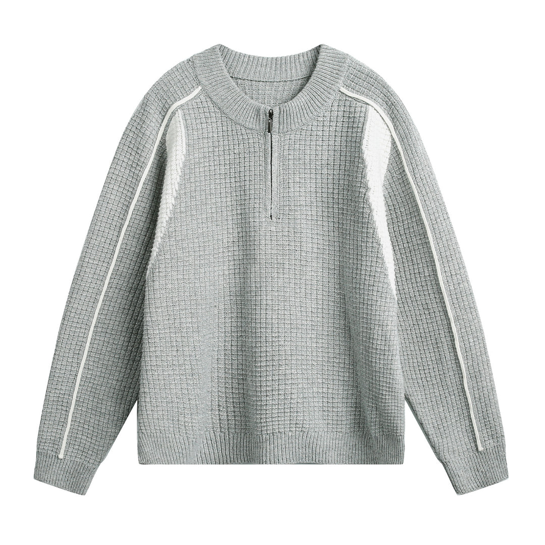 Herren Strukturierter Strickpullover mit halbem Reißverschluss Drune