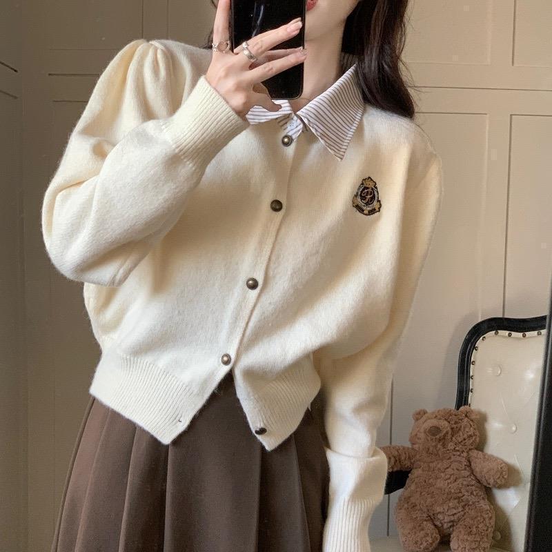 Damen Kaschmirstrickjacke mit goldenen Knöpfen Drune