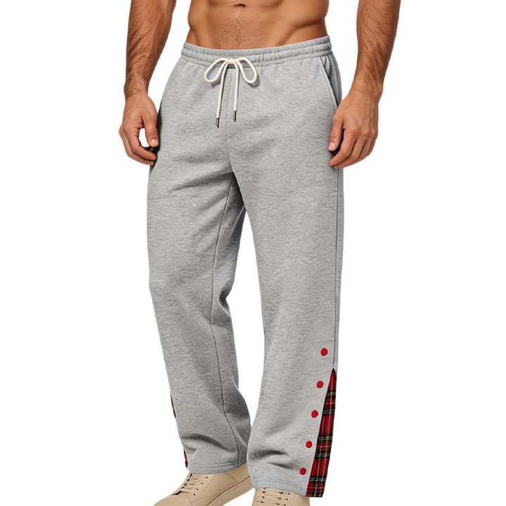 Herren weite Jogginghose mit Karobesatz und Druckknopf-Detail Drune