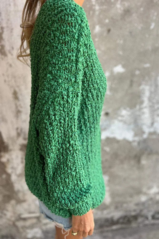 Drune Chunky gestrickter V-Ausschnitt gemütlicher langärmeliger Pullover