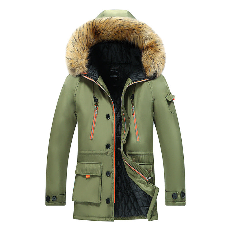 Herren  isolierter Parka mit Kapuze aus Kunstfell und wattierter Thermofütterung Drune