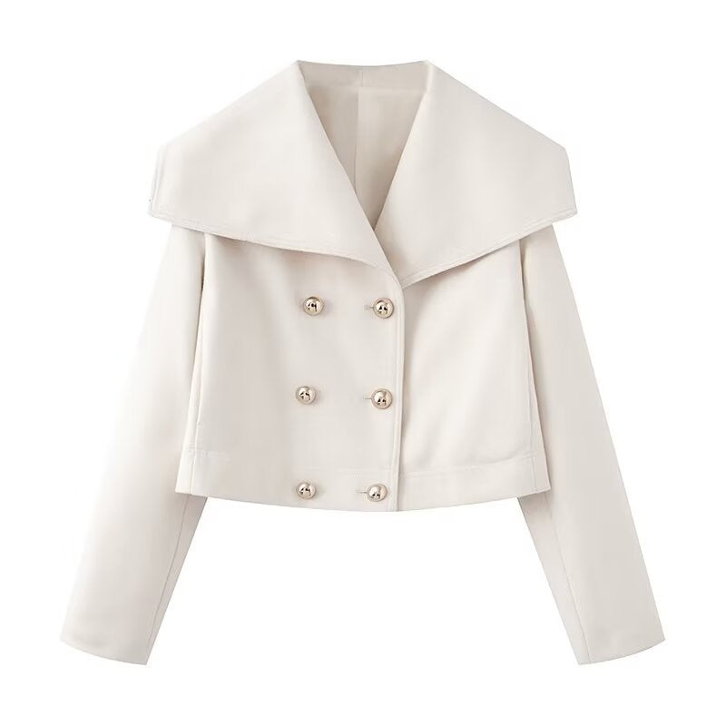 Damen Kurzjacke mit großem Matrosenkragen und zweireihiger Knopfleiste Drune