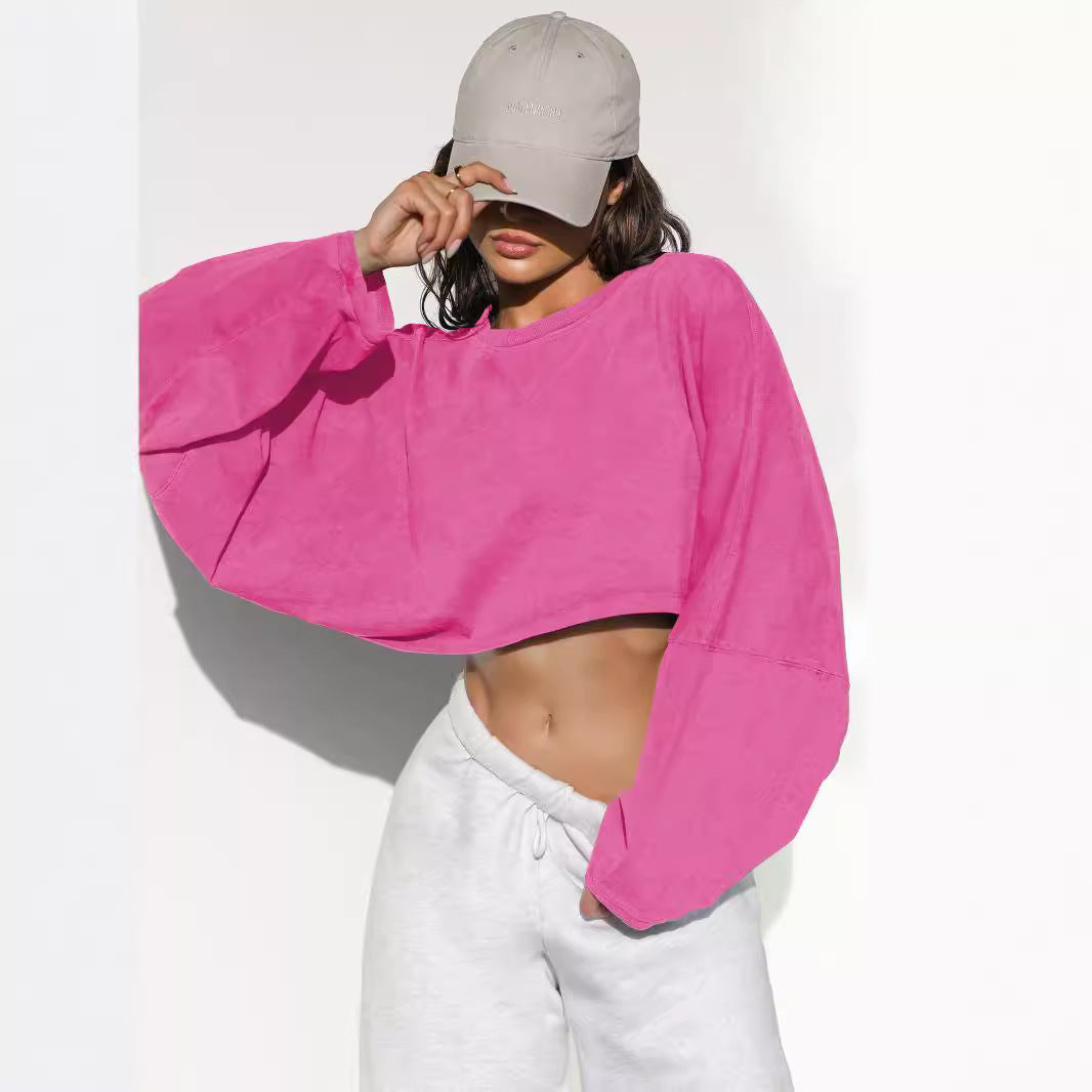 Damen lässiger Crop-Pullover Drune