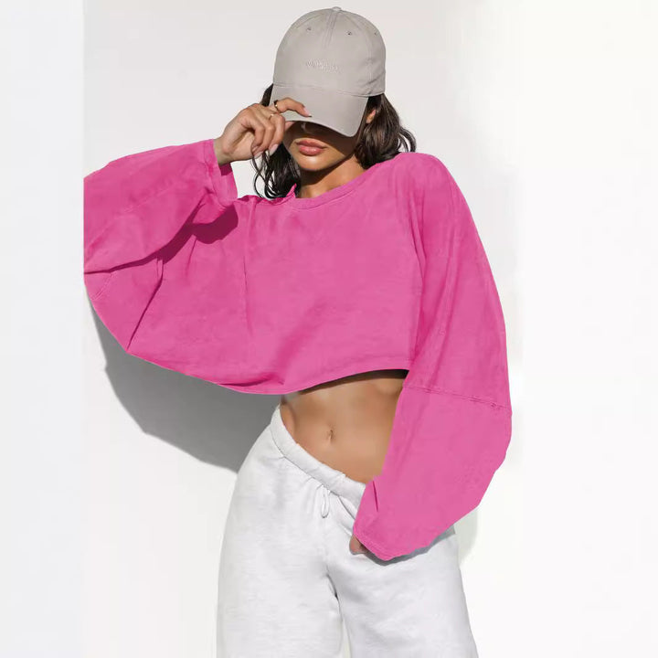 Damen lässiger Crop-Pullover Drune