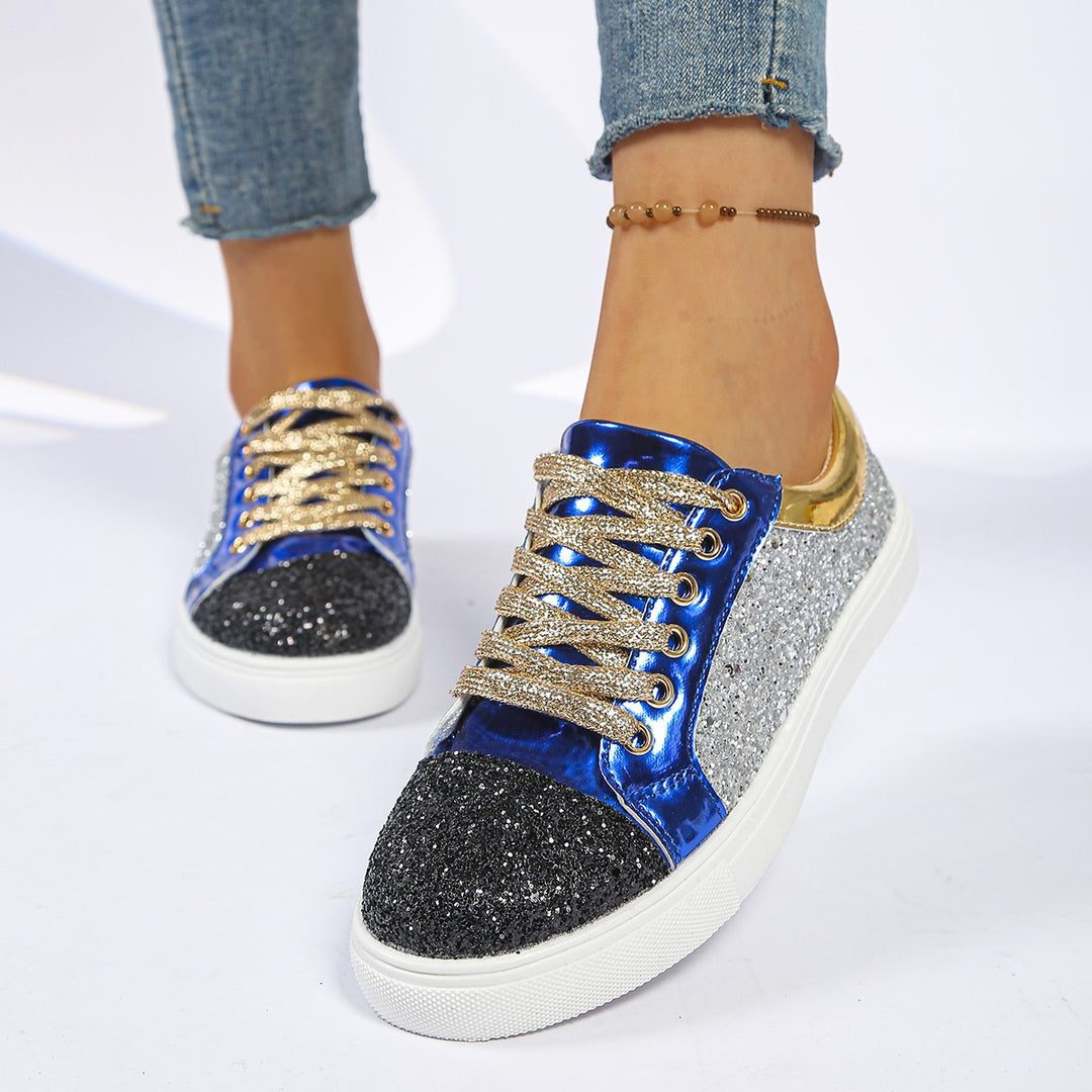 Damen  Glitzer-Sneaker mit funkelnder Zehenkappe, metallic-Overlays und gepolstertem Komfortfußbett Drune