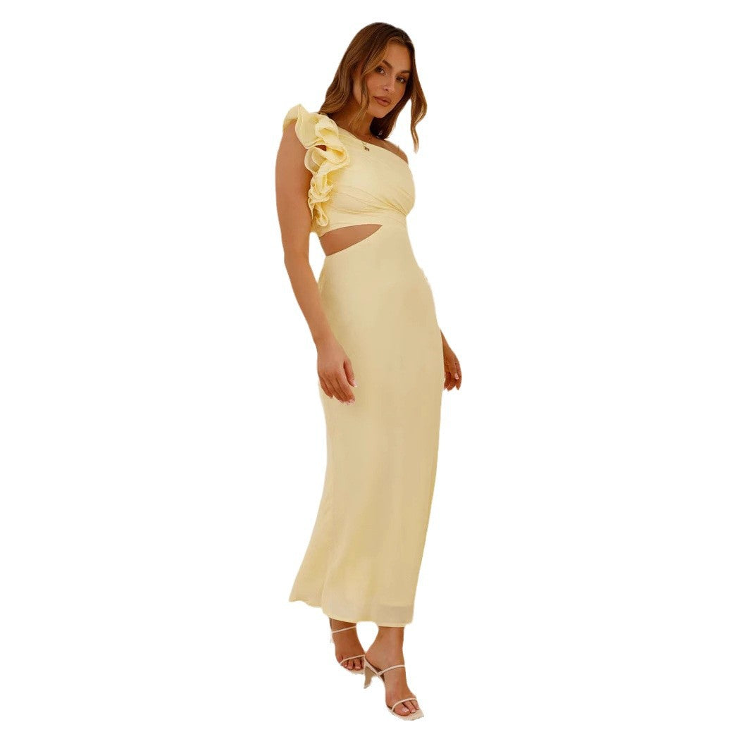 Damen Cocktailkleid mit asymmetrischem Schnitt und Rüschendetails Drune