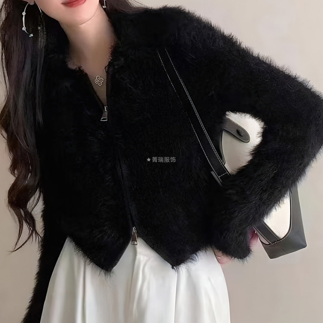 Damen Flauschige Kurzjacke Drune