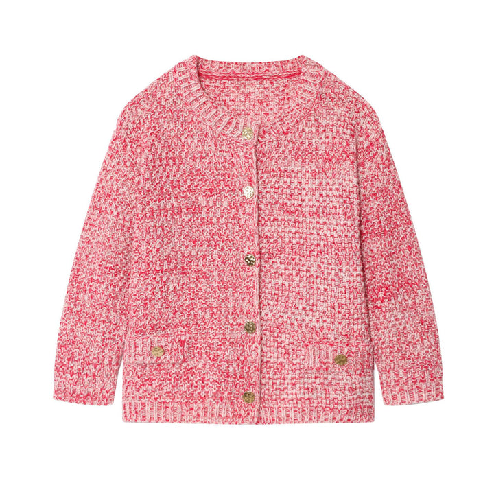 Damen kuschelige Strickjacke mit goldenen Knopfdetails Drune