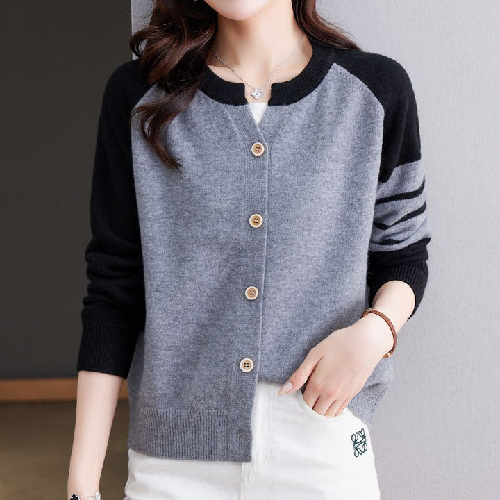 Damen Cardigan mit Farbkontrasten und Knopfdetails Drune