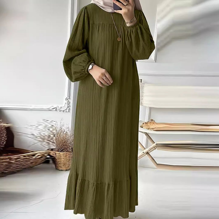 Damen Maxikleid mit waagerechtem Faltenwurf Drune