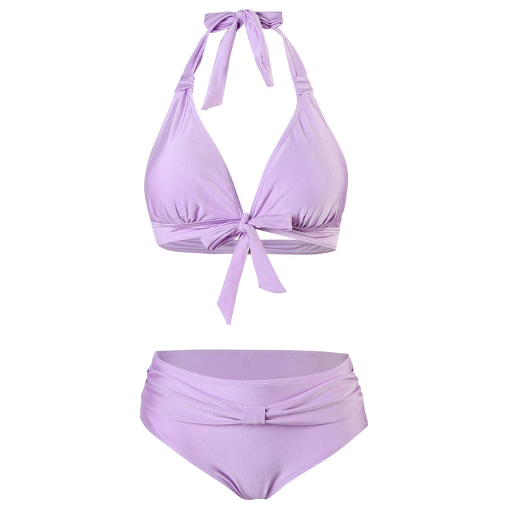 Damen Hoch geschnittener Bikini mit verstellbarem Halter und elegantem Knoten Drune