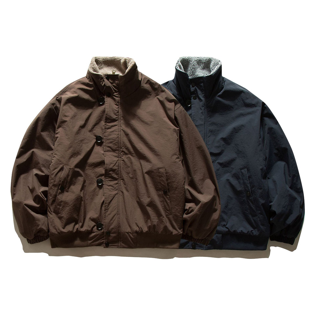 Herren Kurz geschnittene Thermo‑Blousonjacke mit hochgeschlossenem Sherpa‑Kragen Drune