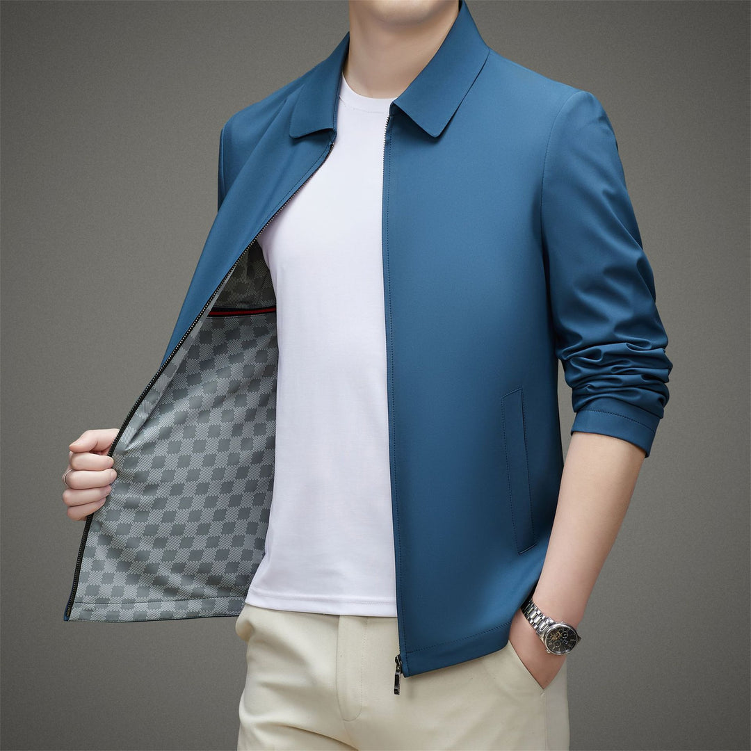 Herren leichte Sportjacke mit elegantem Stehkragen und praktischen Taschen Drune