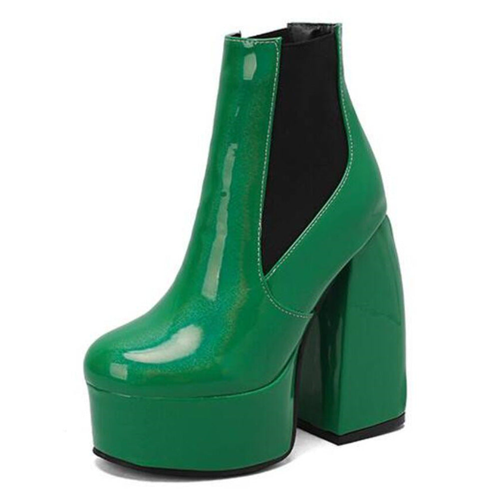 Damen Chunky Plattform Ankle Boots mit transparentem Blockabsatz Drune
