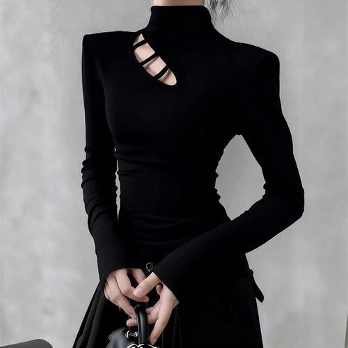 Damen Langarm-T-Shirt mit asymmetrischem Ausschnitt Drune