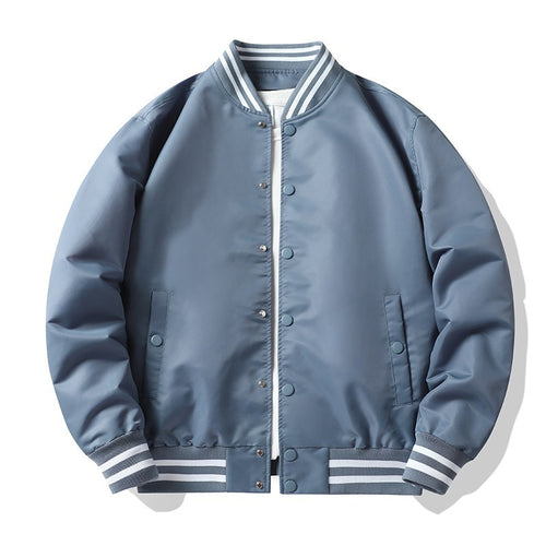 Men's  retro-striped collar varsity snap-front satin-effect bomber jacket Drune