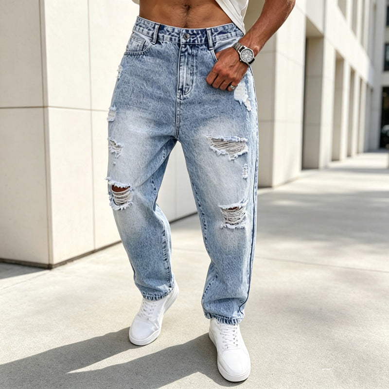 Herren Zerrissene Baggy-Jeans Drune