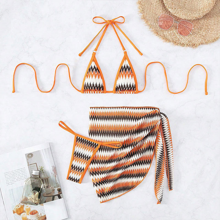 Damen Triangel-Bikini mit kreativem Zickzack-Design Drune