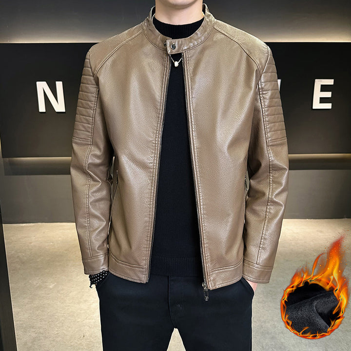 Herren Stylische Kunstlederjacke mit Steppdetails Drune