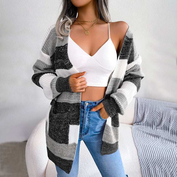 Drune | Gestreifte Strickjacke Im Lässigen Stil
