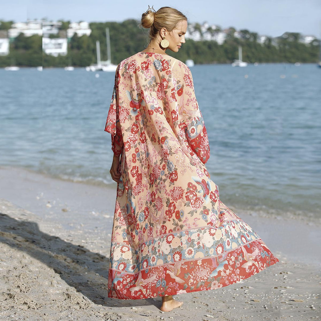 Damen luftige Strandkatze mit floralem Motiv Drune
